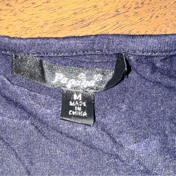 Papaya Navy Embroidered Halter Peplum Top Boho Festival Summer Tank M - Picture 6 of 7